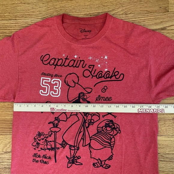 Captain Hook Disney Tshirt Adult Medium Red Cartoon Peter Pan Smee Pirate Tee - Picture 4 of 5